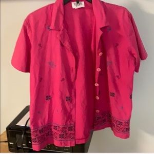 Vintage Pink Button Up Blouse